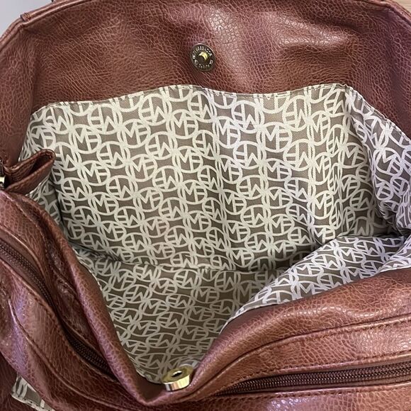 Marc Fisher Brown Zip Code Buckle Saddle Handbag - Picture 10 of 16